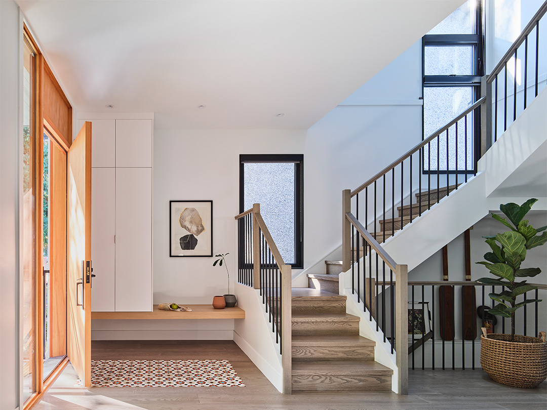 Entryway of a sunny contemporary home